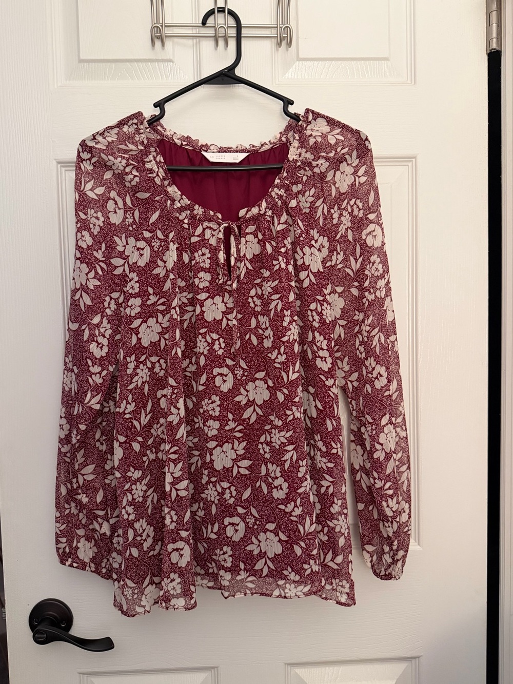 LC Lauren Conrad Women’s Floral Long-Sleeve Peasant Blouse Large